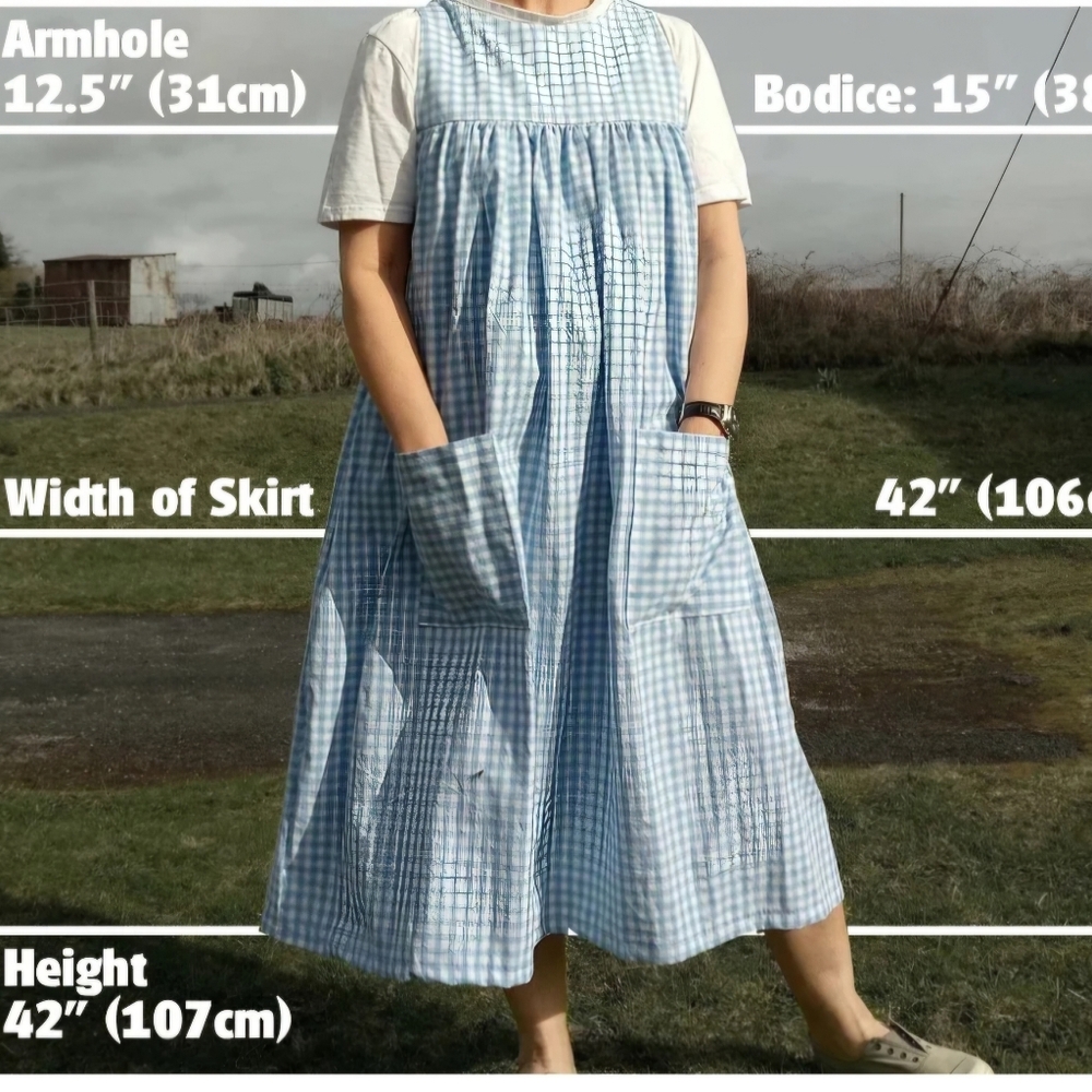 Women's Rosablue handmade Yellow Gingham Pinafore Dress O/S - Picture 3 of 4